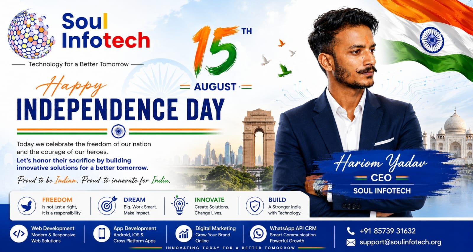 Soul Infotech is a leading IT solutions and software development company providing custom website development, web applications, mobile app development, CRM & ERP solutions, WhatsApp Business API solutions, SEO, and digital marketing services for businesses, startups, schools, and organizations.